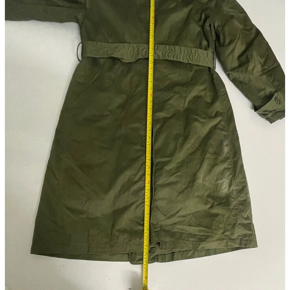 Vintage 1953 US Army Overcoat Cotton OG 107 Wool Liner Trench Coat Reg Med 1950s